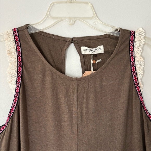 Natural life wide-leg jumpsuit sleeveless w/ lace trim @sleeves. Size L/XL NWT - Picture 5 of 13